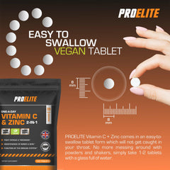 Pro-Elite Vitamin C + Zinc Vegan Tablets