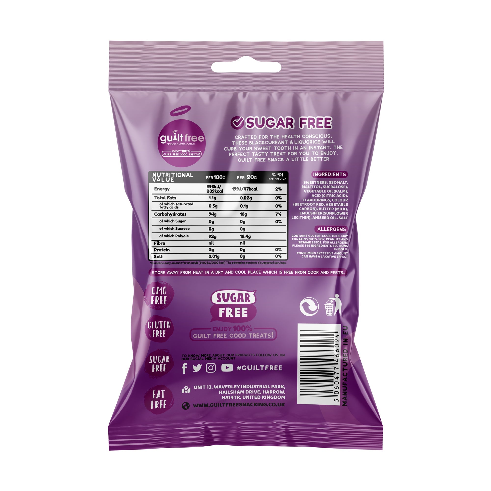 GuiltFree Sugar Free Sweets -  Blackcurrant & Liquorice