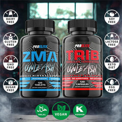 PROELITE ZMB6+ - 120 Tablets (Bottle) + PROELITE Tribulus Terrestris - 120 Capsules (Bottle)