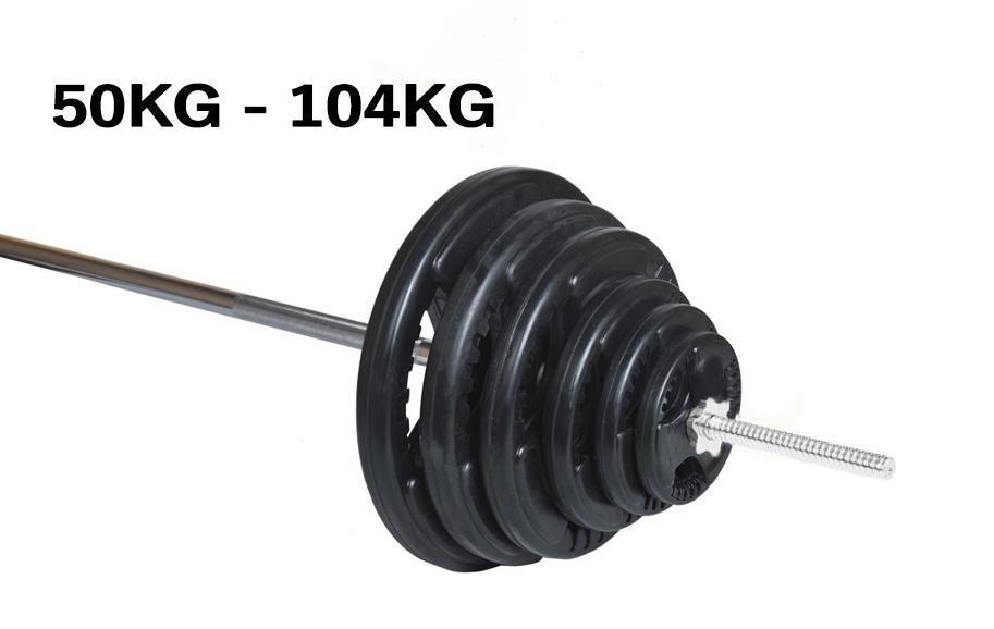 TnP Accessories 1" Standard Tri-Grip Rubber Coated Barbell Weight Sets